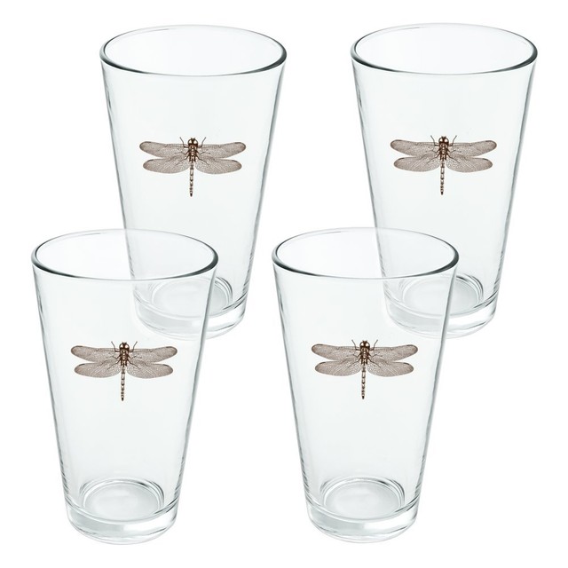 Dragonfly Vintage Insect Novelty 16oz Pint Drinking Glass Tempered eBay