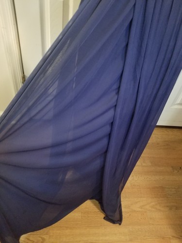 David's Bridal Gown Sz 16 Marine Blue Slvlss Formed Bust Lined Sheer Layers EUC - Picture 8 of 22