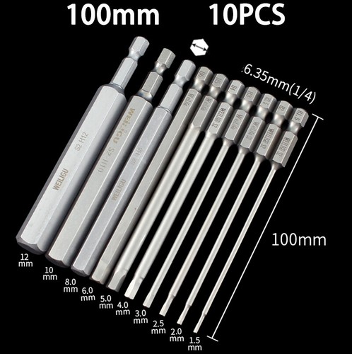 Hex Key Allen Bit Set Quick Change Connect Impact Driver Power Drill Metric Long - Picture 13 of 13