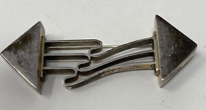 Vintage Sterling Silver Geometric Brooch Pin Mid Century
