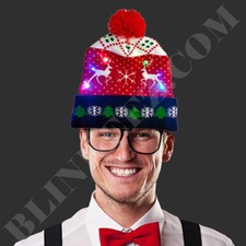 Christmas Hat Led Beanie Light Up Knit Cap Winter Reindeer Christmas Beanie Fun 