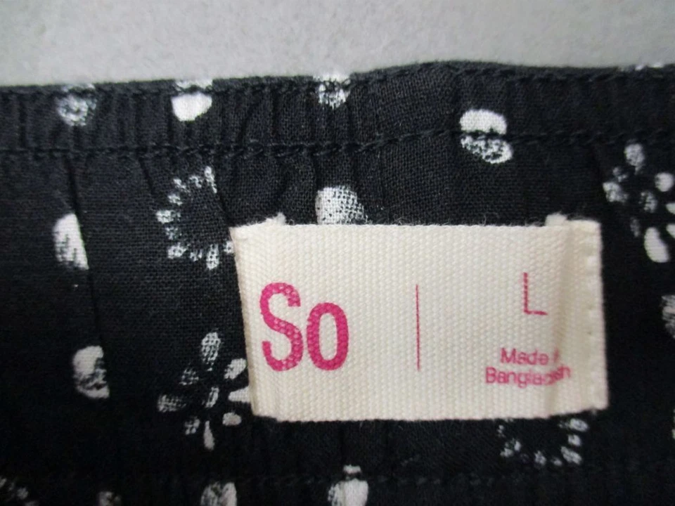 Pantalones cortos holgados de verano 100 % rayón de tiro alto a lunares negros talla L SO T780 Foto 3 de 4