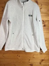 LL Bean Womens Full Zip Sweater Fleece Jacket Size L Sailcloth Cream