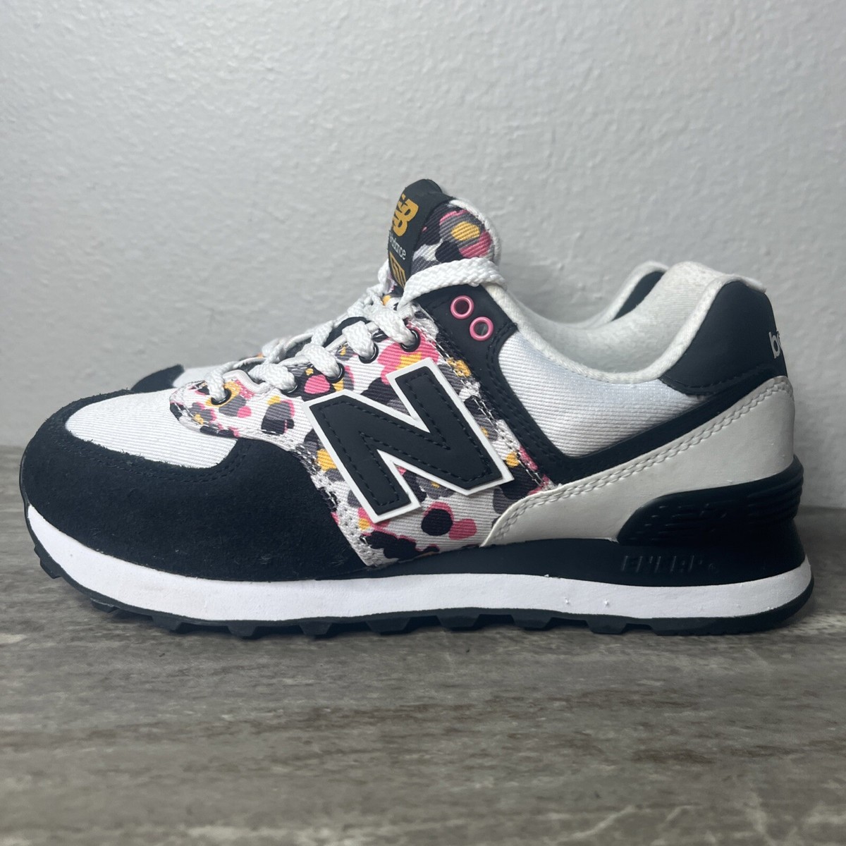 New Balance 574 Muli-Camo Trainers,White/Black- WL574WP2 Women's