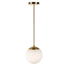 Selene 1-Light Soft Gold Mini Pendant wth Satin Opal Globe Glass Shade