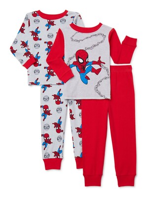 Marvel Spider-Man 4 PC Long Sleeve Tight Fit Cotton Pajama Set Boy Size 5T