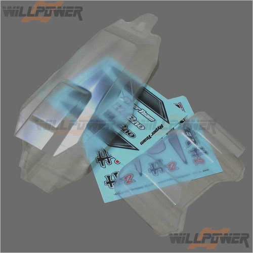 Clear Body Shell Cover w/ Rear Wing #OP1-0021N (RC-WillPower) HOBAO Hyper H2 - Picture 2 of 2