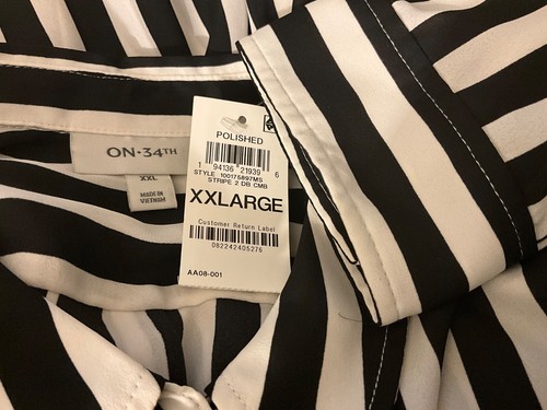 NEW On 34th SZ 2XL Women's Button-Front Crepe Shirt BLOUSE TOP STRIPE SZ XXL - Picture 8 of 9