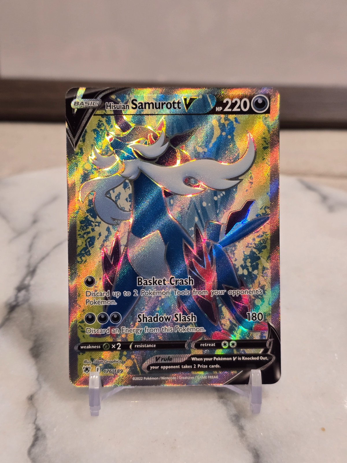 Pokemon TCG Hisuian Samurott V (Full Art) 176/189 Swsh10:Astral Radiance Holo LP