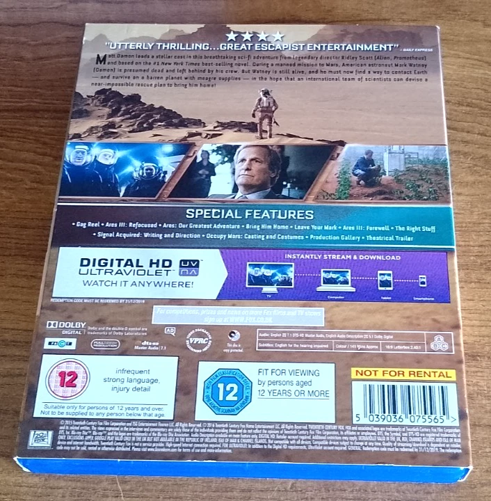 The Martian - Blu-ray - 2016 - Matt Damon - Cert 12 - Image 2 of 2