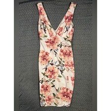 Love Tree Pink Floral Cream Midi Dress