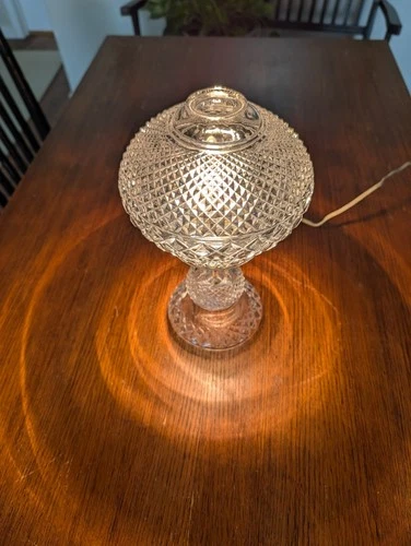 Vintage WATERFORD ALANA INISHMAAN  Crystal Electric 2 Piece Hurricane Lamp