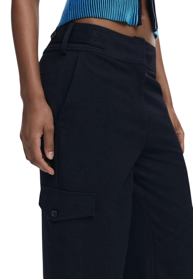 Desigual Abbigliamento Donna Pantaloni Pantalone Nero XL A Palazzo, Sagun, 2 Tas - Immagine 2 di 2