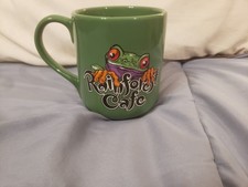 Rainforest Cafe CHA! CHA! Coffee Mug Green Frog 16 oz Vintage 1999