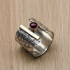 Red Garnet Gemstone 925 Sterling Silver Ring Handmade Jewelry Ring For Gift