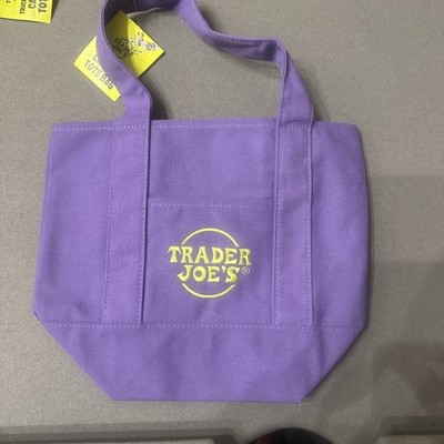 Traders Joes Tote Canvass Halloween bag Mini. Purple NWT