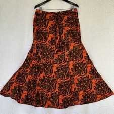 African Wax Print Fabric Maxi Skirt Linen Rayon Ginger Mary 36 Tulip Tie Waist