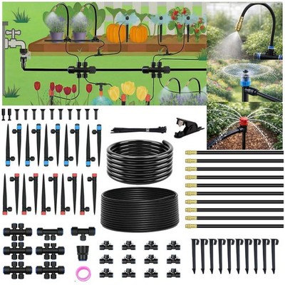 240FT Drip Irrigation System for Garden: 1/2'' Quick Connect PE Tubing Automatic