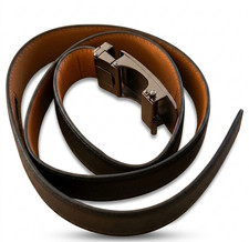 Ceinture Homme Cuir Genuine Leather Noir Boucle Automatique Crémaillère Neuf