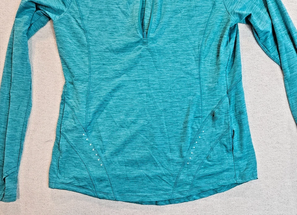 Shirt Workout Green Thumb Hole Long Sleeve 1/2 Zip Neck Women's 8-10 By Avia - Image 4 of 4