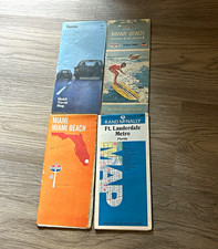 Lot of 4 Vintage Folded Florida Maps - Miami, Miami Beach, Ft. Lauderdale Metro