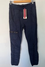 XCVI Wearables TWILL MALANDA Skinny Ruched Leg Pants Women's Size XS Navy NWT