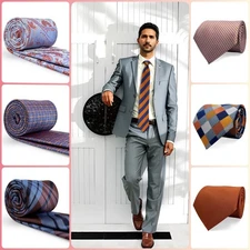 S&W SHLAX&WING Orange Extra Long Neckties for Men Stripes Dotty Necktie XL