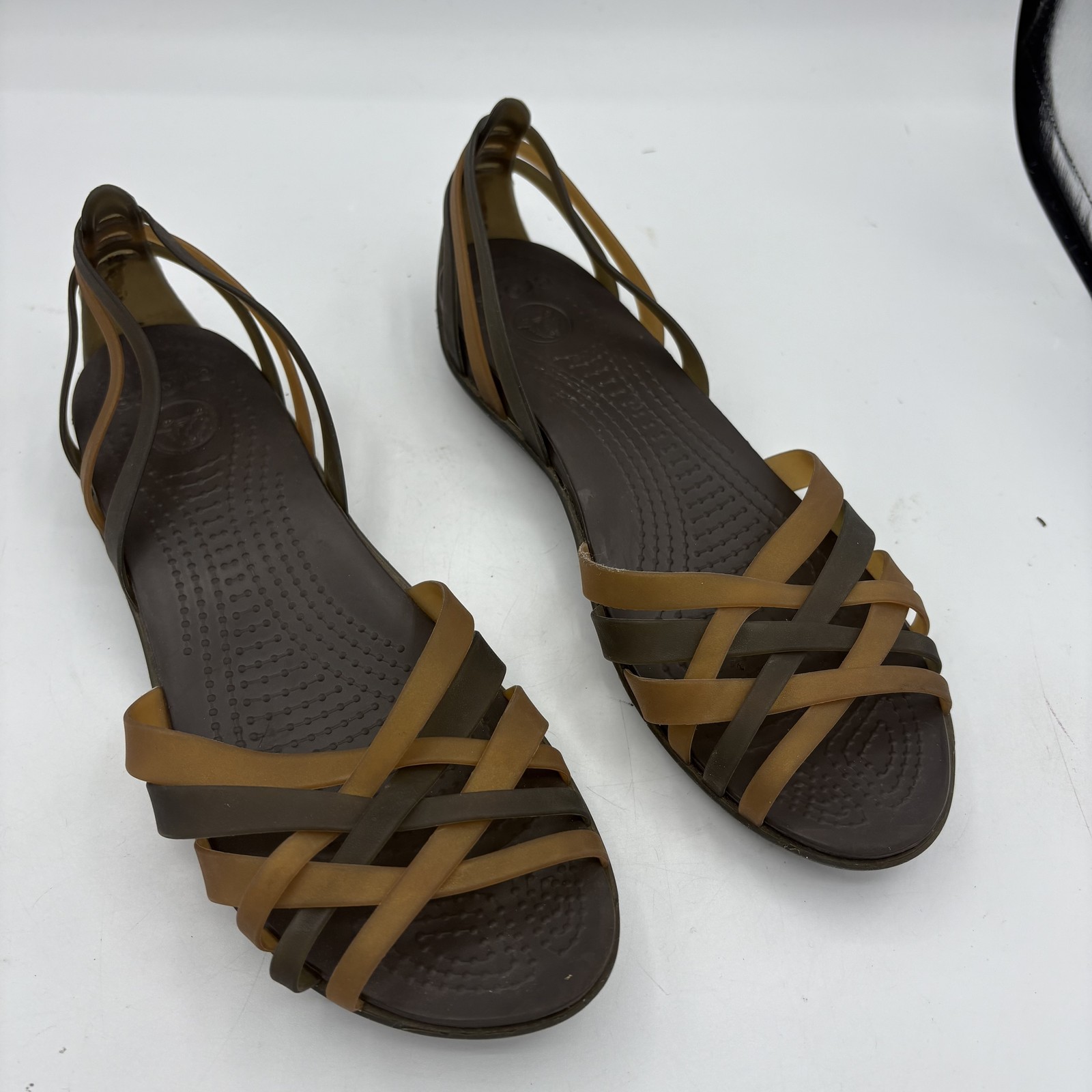 Crocs Shoes Womens Size 8 Brown Huarache Isabella Flat Sandals Jelly Strappy
