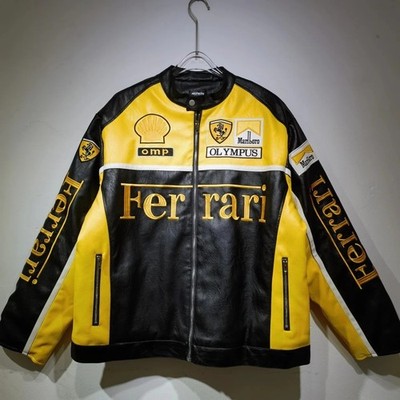 Leather Jacket Ferrari Jacke Schwarz Ferrari Yellow-Black Leather