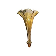Vintage MCM Empoli Italian Blown Glass Epergne Replacement Horn Amber 13"