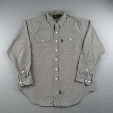 Hunt Club Men's Green Long Sleeve Striped Button Down Shirt Size Large