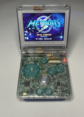 Nintendo Game Boy Advance SP IPS M2 Display USB-C mod 950mAh Clear Custom Shell