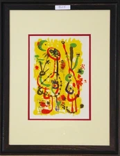 Joan Miro, 1958 Lithograph, Vivid Colors, COA, Matted, Framed,Guaranteed,