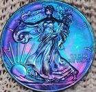 2015 American Silver Eagle 1 oz .999 Fine Silver Coin Uncirculated rainbow toned