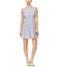 maison Jules Womens Gingham Fit & Flare Sundress, Blue, Small