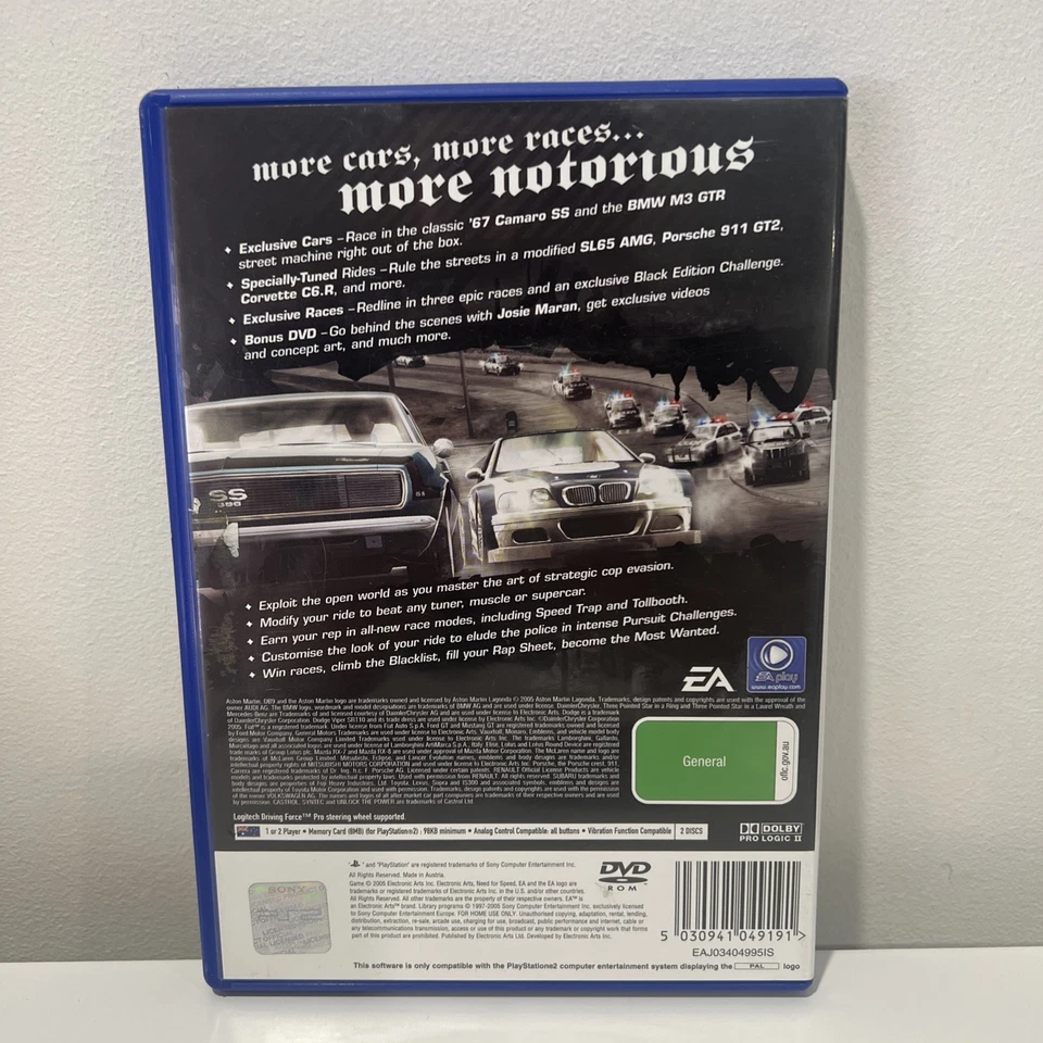 Need For Speed Most Wanted Black Edition Playstation 2 PS2 w/Manual Video Game - Image 2 of 4