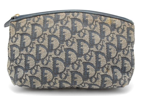 Christian Dior Trotter Canvas Pouch Navy Pre-owned From Japan