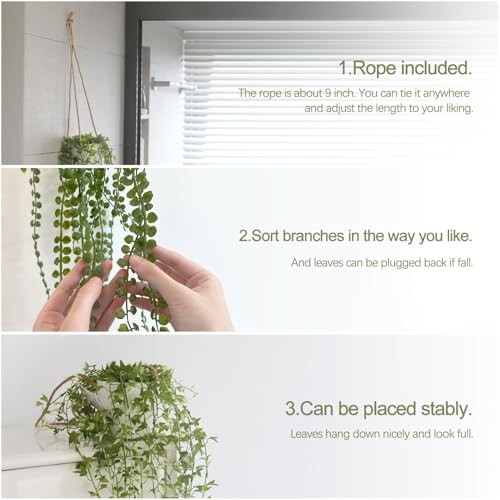 3 Packs Fake Hanging Plants with Pots, 37” Fake Vines for Wall Decor, Mandala - 第 5/6 張圖片