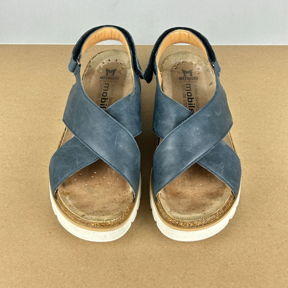 Sandalias de cuero Mephisto Mobils Talley para mujer 12 EU 42 azul con tira trasera ajustable Foto 2 de 4
