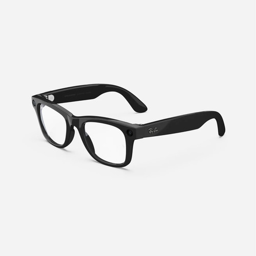 Refurbished Ray-Ban Meta Wayfarer (Gen 1), Shiny Black / Clear, Standard, High