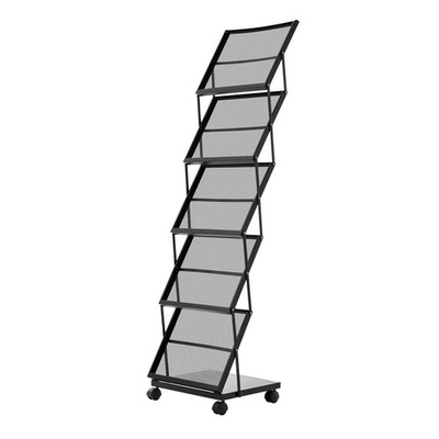 Uimoso Foldable Movable Brochure Rack with 5 Pockets  Magazines and Literature