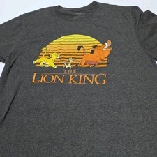 Walt Disney The Lion King T-shirt SZ L GREY TIMON PUMBA CARTOON
