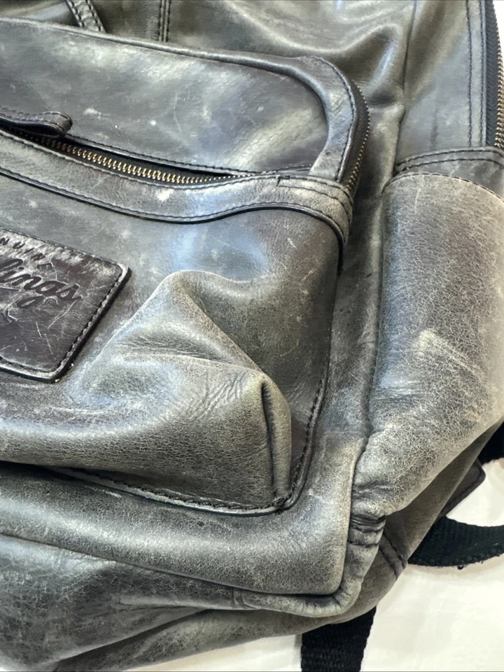 Rawlings Estonia Genuine Leather Black Backpack Rugged Distressed 16.5” x 12” - Image 3 of 4