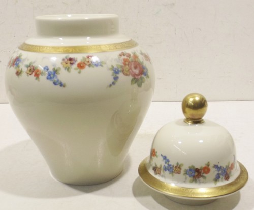 alte Rosenthal Germany Deckeldose Vase 27x 16cm mit floralem Blumen/Gold Dekor - Foto 2 di 4