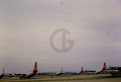 Group of USAF Fairchild C-123 Provider on Tarmac/Runway: 1950's 35mm Slide