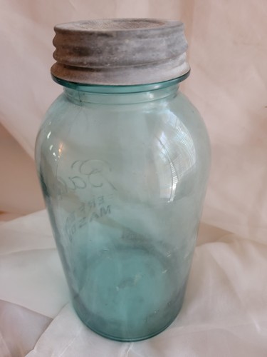 Rare Vintage Blue Ball Quart Perfect Mason Jar With Zinc Lid 9 1/2" - Picture 4 of 7