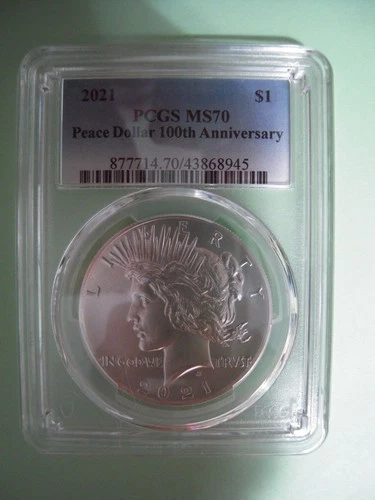 2021 PEACE DOLLAR 100th ANNIVERSARY PCGS MS70- FREE SHIPPING