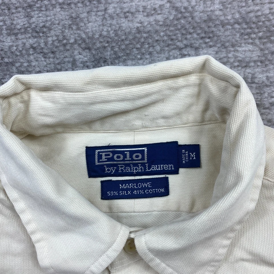 Camisa polo vintage Ralph Lauren de seda bege médio bronzeado pônei caminhante acampamento ao ar livre anos 90 - Imagem 4 de 4