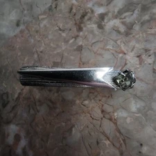 Silver Tone Swank Geometric Tie Bar Clip