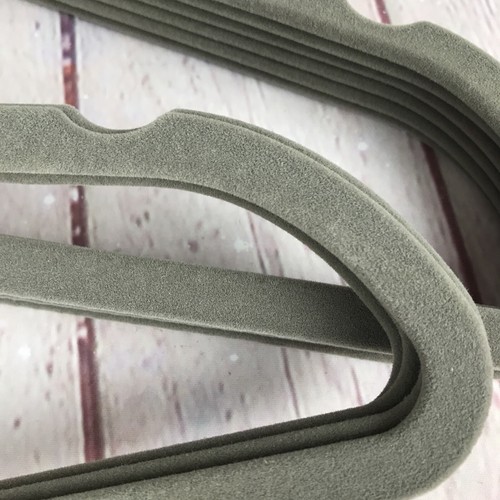 Velvet Suit Hangers 10 Each Heavy Duty Non Slip Premium Gray Green - Picture 4 of 7